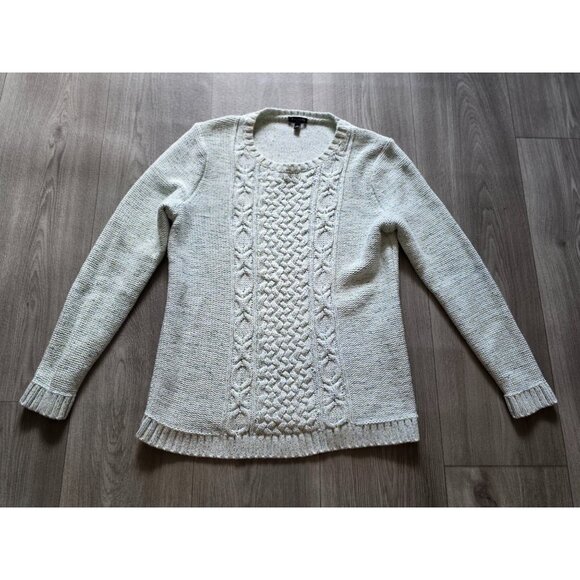 Talbots Petite Womens Cable Knit Sweater SP Green Wool Blend - Picture 4 of 9